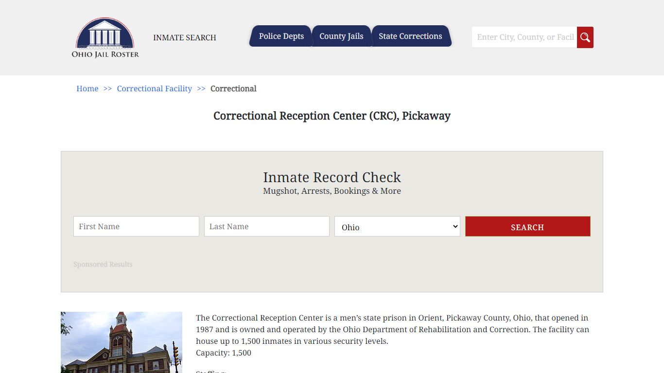 Correctional Reception Center (CRC), Pickaway - Jail Roster Search